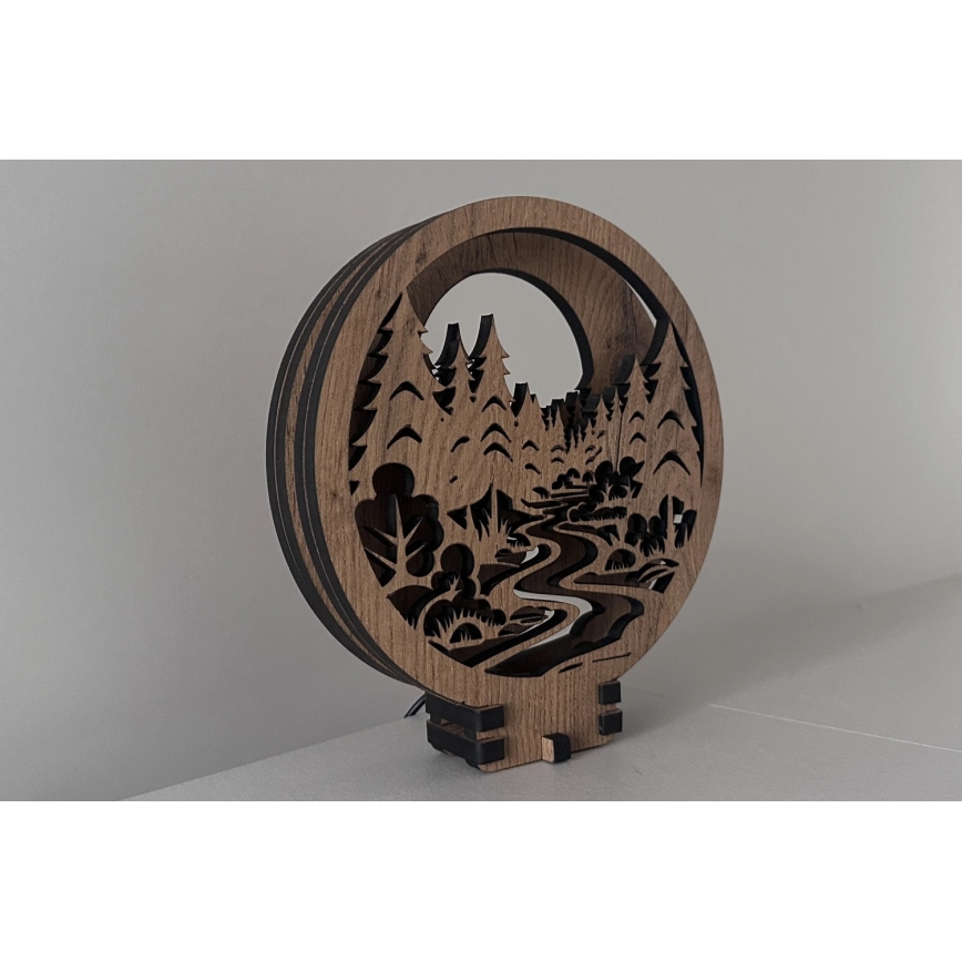 Li-Go 23580/DUB2 - LED aptumšojama galda dekorācija LED/12W/230V 20x22 cm ozols/mežā