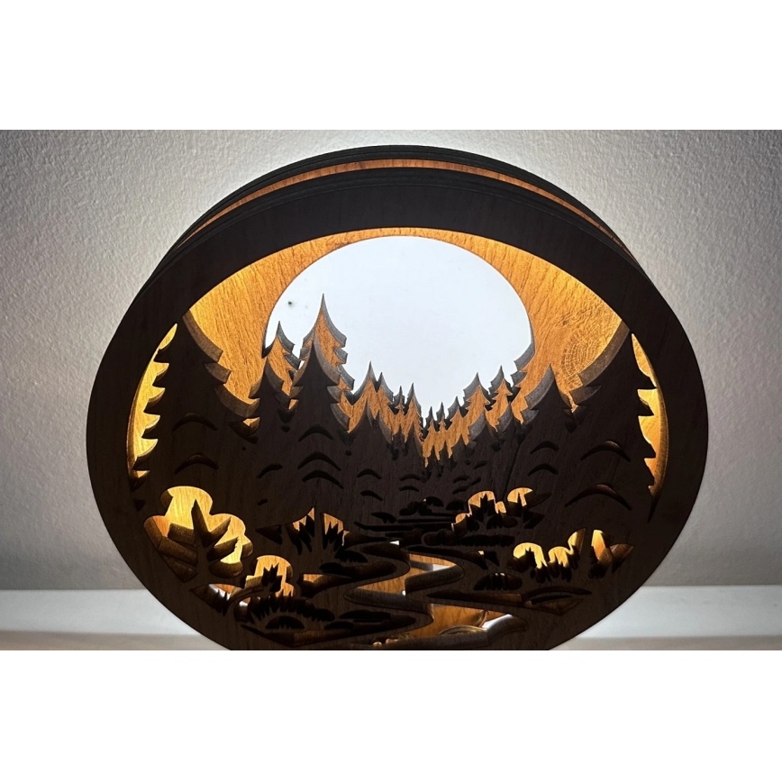 Li-Go 23580/DUB2 - LED aptumšojama galda dekorācija LED/12W/230V 20x22 cm ozols/mežā