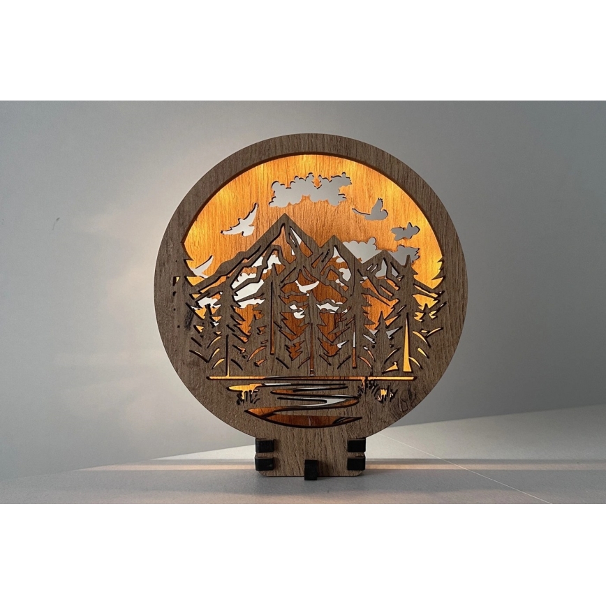 Li-Go 23583/DUB2 - LED regulējama galda dekorācija LED/12W/230V 20x22 cm ozols/Kalni un mežs