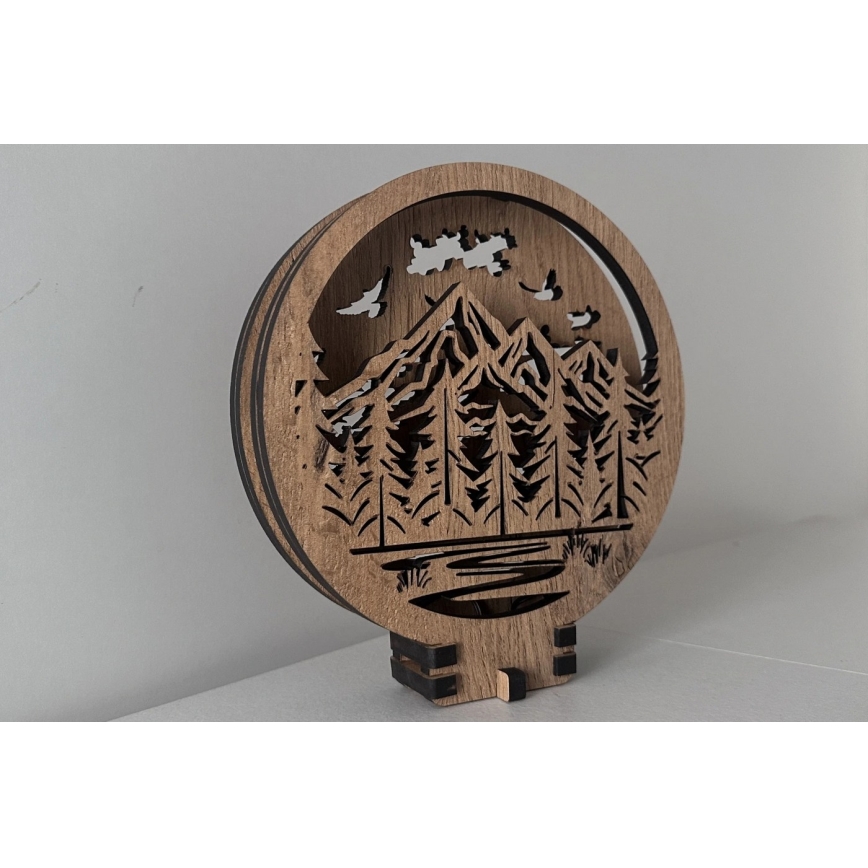 Li-Go 23583/DUB2 - LED regulējama galda dekorācija LED/12W/230V 20x22 cm ozols/Kalni un mežs