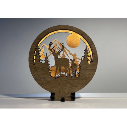 Li-Go 23592/DUB2 - LED regulējama galda dekorācija LED/12W/230V 20x22 cm ozols/briedis un briedene