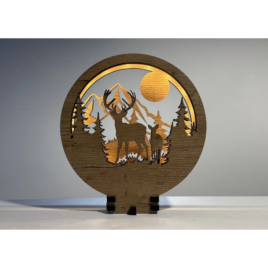 Li-Go 23592/DUB2 - LED regulējama galda dekorācija LED/12W/230V 20x22 cm ozols/briedis un briedene