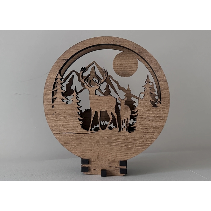 Li-Go 23592/DUB2 - LED regulējama galda dekorācija LED/12W/230V 20x22 cm ozols/briedis un briedene