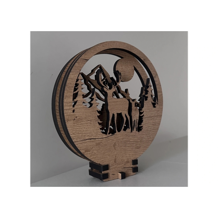 Li-Go 23592/DUB2 - LED regulējama galda dekorācija LED/12W/230V 20x22 cm ozols/briedis un briedene