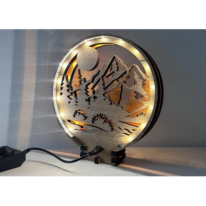 Li-Go 23592/DUB2 - LED regulējama galda dekorācija LED/12W/230V 20x22 cm ozols/briedis un briedene