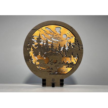 Li-Go 23595/DUB2 - Regulējama LED galda dekorācija LED/12W/230V 20x22 cm ozols/Lāči