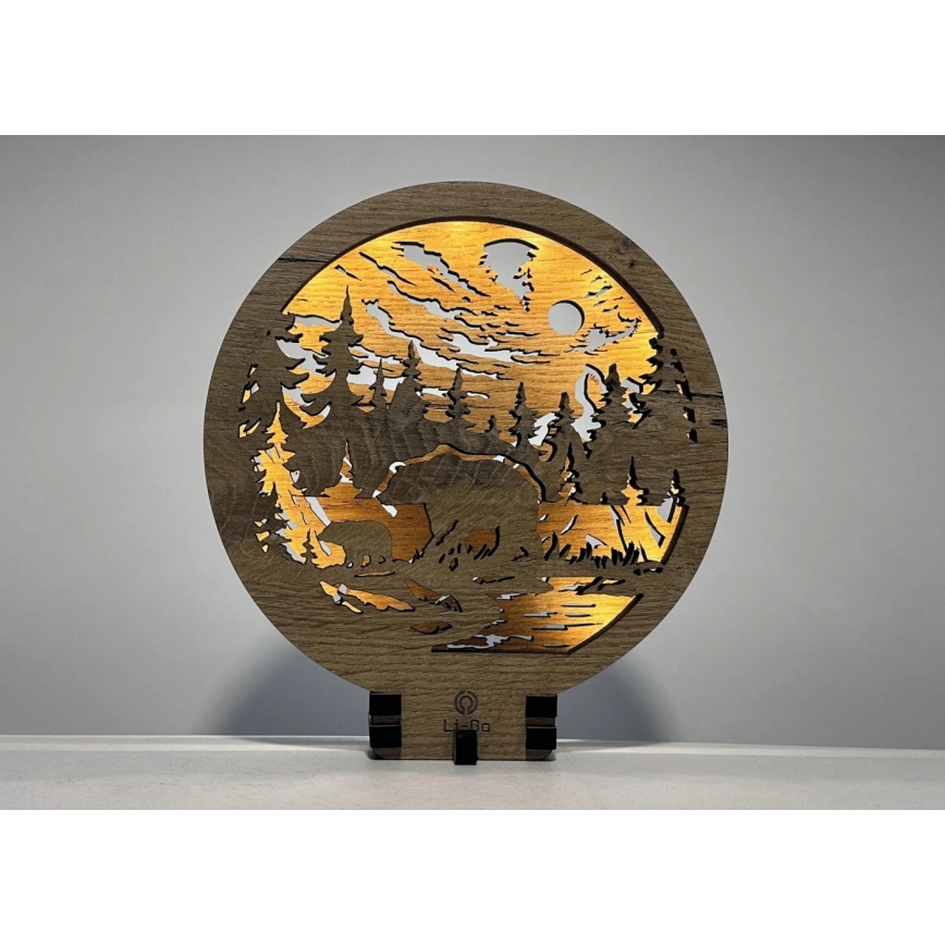 Li-Go 23595/DUB2 - Regulējama LED galda dekorācija LED/12W/230V 20x22 cm ozols/Lāči