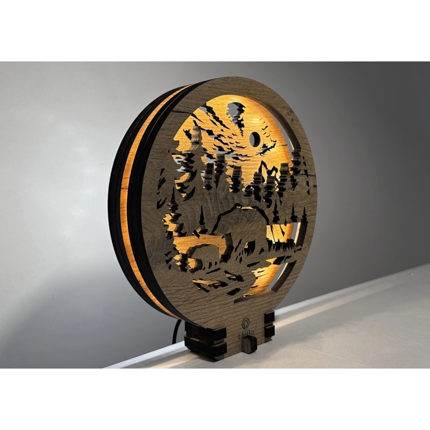 Li-Go 23595/DUB2 - Regulējama LED galda dekorācija LED/12W/230V 20x22 cm ozols/Lāči