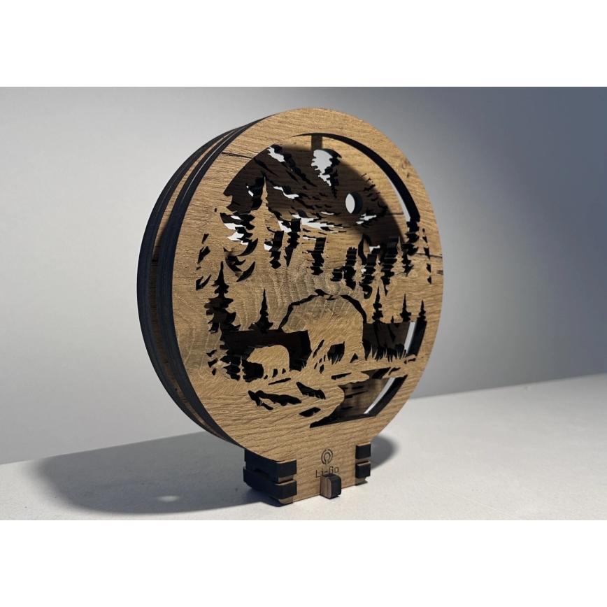 Li-Go 23595/DUB2 - Regulējama LED galda dekorācija LED/12W/230V 20x22 cm ozols/Lāči