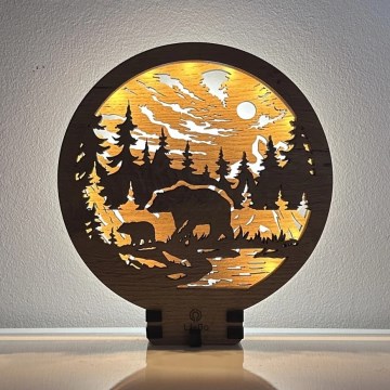 Li-Go 23595/DUB2 - Regulējama LED galda dekorācija LED/12W/230V 20x22 cm ozols/lāči