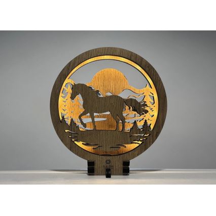 Li-Go 23598/DUB2 - Regulējama LED galda dekorācija LED/12W/230V 20x22 cm ozols/zirgs