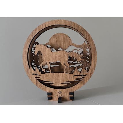 Li-Go 23598/DUB2 - Regulējama LED galda dekorācija LED/12W/230V 20x22 cm ozols/zirgs