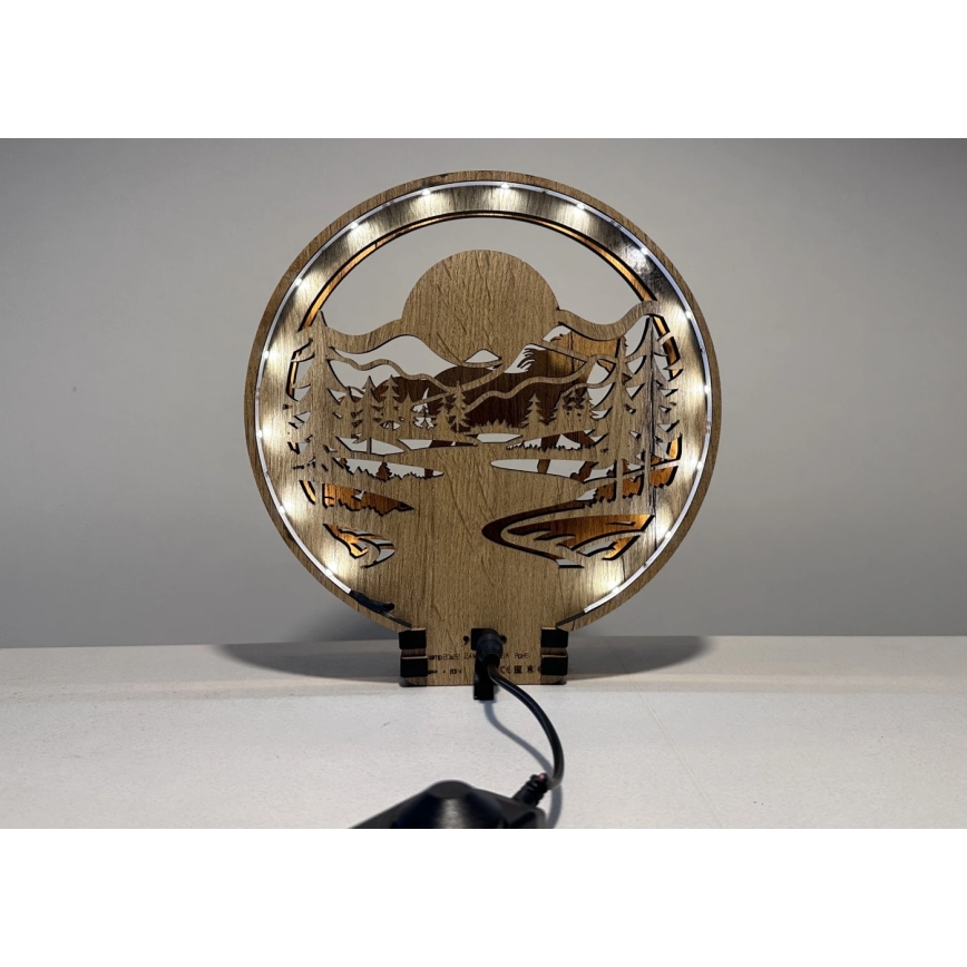 Li-Go 23598/DUB2 - Regulējama LED galda dekorācija LED/12W/230V 20x22 cm ozols/zirgs