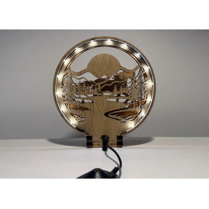 Li-Go 23598/DUB2 - Regulējama LED galda dekorācija LED/12W/230V 20x22 cm ozols/zirgs