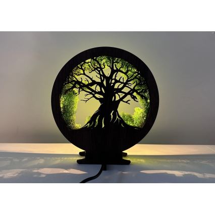 Li-Go 23604/DUB2 - LED Regulējama galda dekorācija LED/12W/230V 20x22 cm ozols/sūna un koks