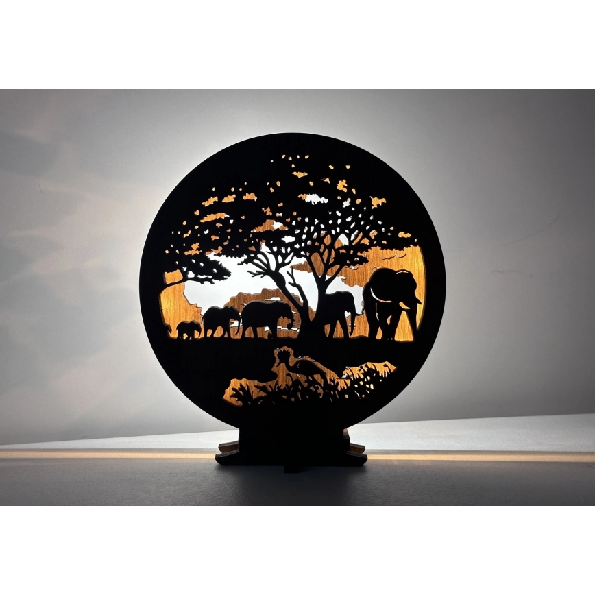 Li-Go 23610/DUB2 - Regulējama LED galda dekorācija LED/12W/230V 20x22 cm ozols/ziloņi