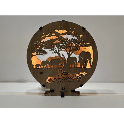 Li-Go 23610/DUB2 - Regulējama LED galda dekorācija LED/12W/230V 20x22 cm ozols/ziloņi