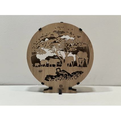 Li-Go 23610/DUB2 - Regulējama LED galda dekorācija LED/12W/230V 20x22 cm ozols/ziloņi