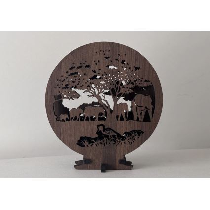 Li-Go 23610/DUB2 - Regulējama LED galda dekorācija LED/12W/230V 20x22 cm ozols/ziloņi