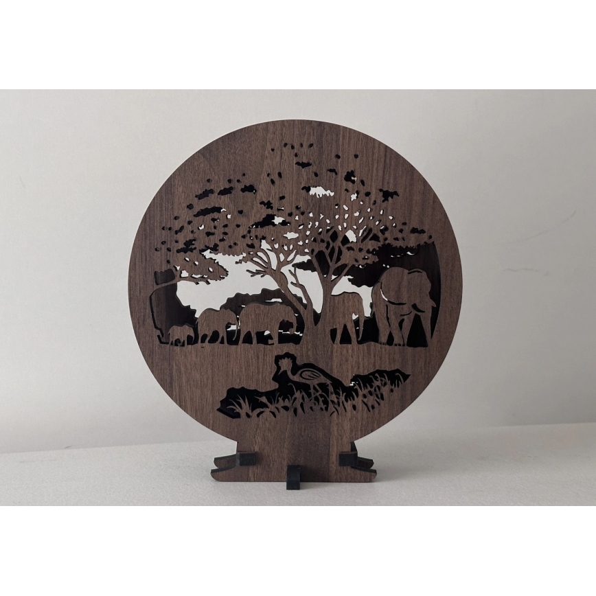 Li-Go 23610/DUB2 - Regulējama LED galda dekorācija LED/12W/230V 20x22 cm ozols/ziloņi