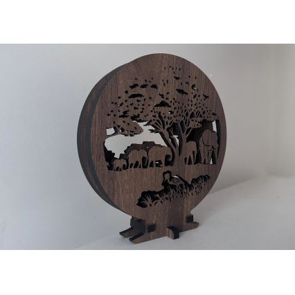 Li-Go 23610/DUB2 - LED galda dekorācija ar regulējamu spilgtumu, LED/12W/230V, 20x22 cm, ozols/ziloņi