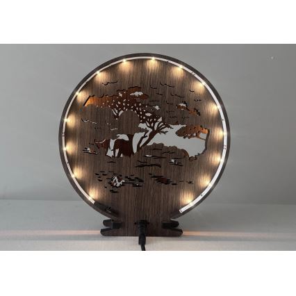 Li-Go 23610/DUB2 - LED galda dekorācija ar regulējamu spilgtumu, LED/12W/230V, 20x22 cm, ozols/ziloņi