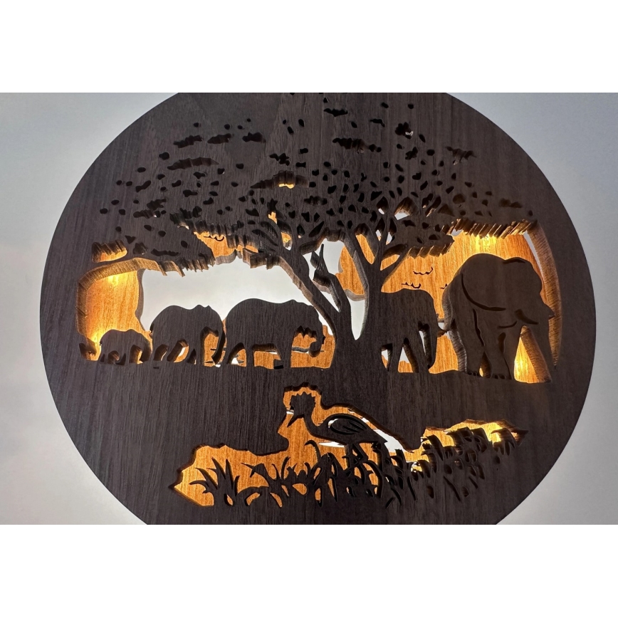 Li-Go 23610/DUB2 - LED galda dekorācija ar regulējamu spilgtumu, LED/12W/230V, 20x22 cm, ozols/ziloņi