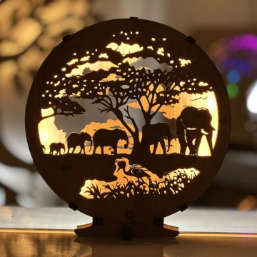 Li-Go 23610/DUB2 - Regulējama LED galda dekorācija LED/12W/230V 20x22 cm ozols/ziloņi