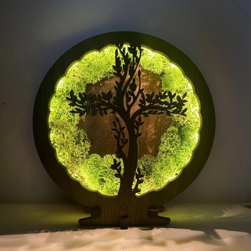 Li-Go 23622/DUB2 - Regulējama LED galda dekorācija LED/12W/230V 20x22 cm ozols/Krusts sūnās