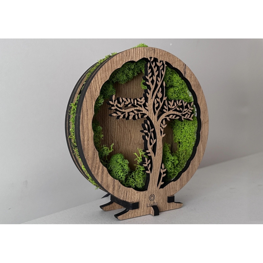 Li-Go 23622/DUB2 - Regulējama LED galda dekorācija LED/12W/230V 20x22 cm ozols/Krusts sūnās