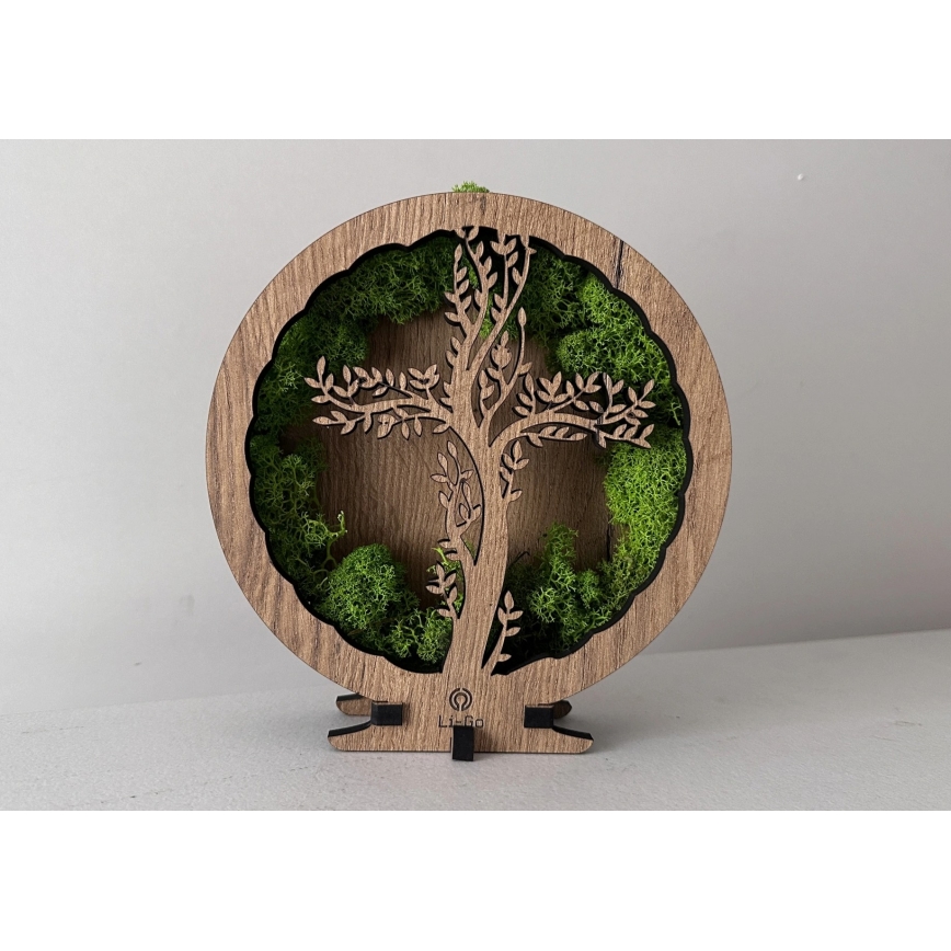 Li-Go 23622/DUB2 - Regulējama LED galda dekorācija LED/12W/230V 20x22 cm ozols/Krusts sūnās