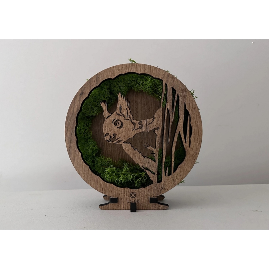 Li-Go 23625/DUB2 - Regulējama LED galda dekorācija LED/12W/230V 20x22 cm ozols/sūnu vāvere