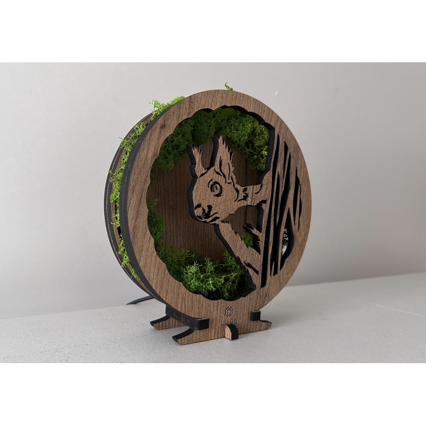 Li-Go 23625/DUB2 - Regulējama LED galda dekorācija LED/12W/230V 20x22 cm ozols/sūnu vāvere