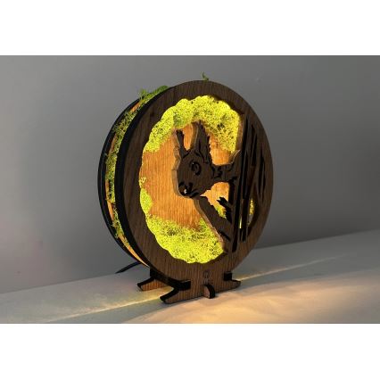 Li-Go 23625/DUB2 - LED ar regulējamu spilgtumu galda dekorācija LED/12W/230V 20x22 cm ozols/Sūnu vāvere