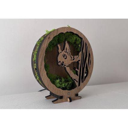 Li-Go 23625/DUB2 - LED ar regulējamu spilgtumu galda dekorācija LED/12W/230V 20x22 cm ozols/Sūnu vāvere