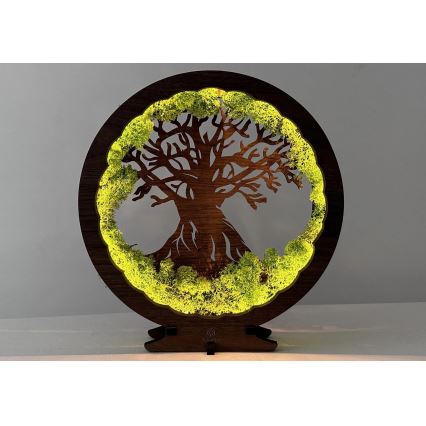 Li-Go 23631/DUB2 - LED galda dekors ar regulējamu spilgtumu LED/12W/230V 30x31 cm ozols/sūna un koks