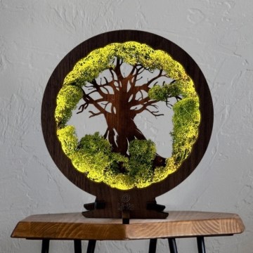 Li-Go 23631/DUB2 - LED galda dekors ar regulējamu spilgtumu LED/12W/230V 30x31 cm ozols/sūna un koks