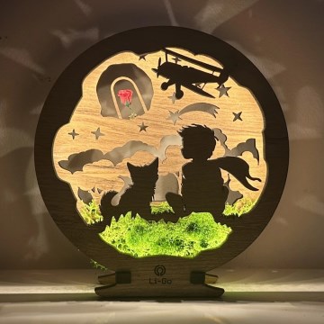 Li-Go 23634/DUB2 - LED dimējama galda dekorācija LED/12W/230V 20x22 cm ozolkoka/Mazais princis ar rozi