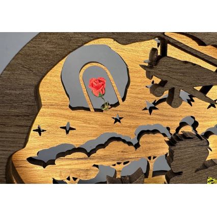 Li-Go 23634/DUB2 - LED dimējama galda dekorācija LED/12W/230V 20x22 cm ozolkoka/Mazais princis ar rozi