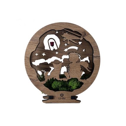 Li-Go 23634/DUB2 - LED galda dekorācija ar regulējamu spilgtumu LED/12W/230V 20x22 cm ozols/Mazais princis ar rozi