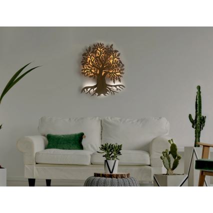 Li-Go 23673/DUB2 - LED sienas dekors ar regulējamu spilgtumu LED/10W/5V 20000 mAh 45x55 cm ozols + tālvadības pults