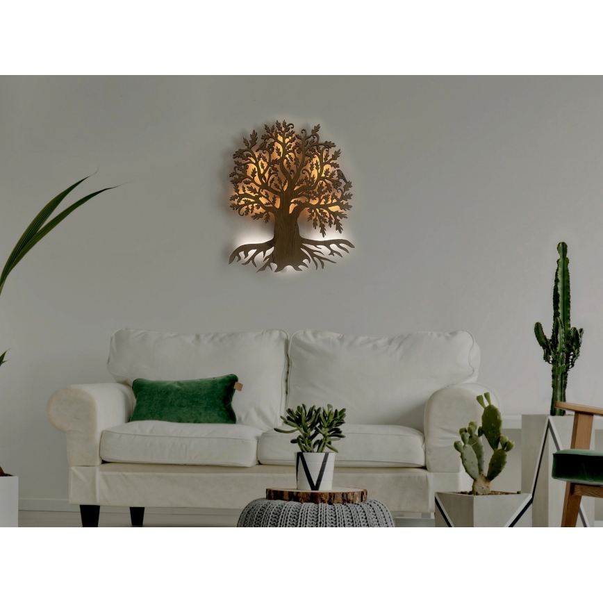 Li-Go 23673/DUB2 - LED sienas dekors ar regulējamu spilgtumu LED/10W/5V 20000 mAh 45x55 cm ozols + tālvadības pults