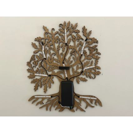 Li-Go 23673/DUB2 - LED sienas dekors ar regulējamu spilgtumu LED/10W/5V 20000 mAh 45x55 cm ozols + tālvadības pults