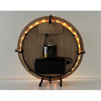 Li-Go 23712/DUB/BAT2 - LED regulējams pulkstenis ar kustības sensoru LED/10W/5V 20000 mAh + 1xAA Ø 32 cm ozols/Mazais princis