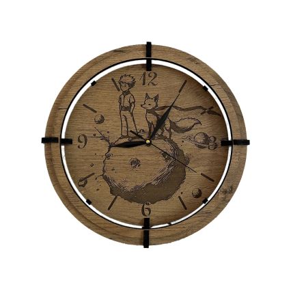 Li-Go 23712/DUB/BAT2 - LED regulējams pulkstenis ar kustības sensoru LED/10W/5V 20000 mAh + 1xAA Ø 32 cm ozols/Mazais princis