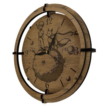 Li-Go 23712/DUB/BAT2 - LED regulējams pulkstenis ar kustības sensoru LED/10W/5V 20000 mAh + 1xAA Ø 32 cm ozols/Mazais princis