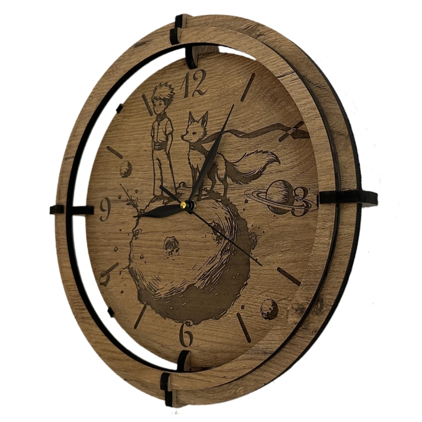 Li-Go 23712/DUB/BAT2 - LED regulējams pulkstenis ar kustības sensoru LED/10W/5V 20000 mAh + 1xAA Ø 32 cm ozols/Mazais princis