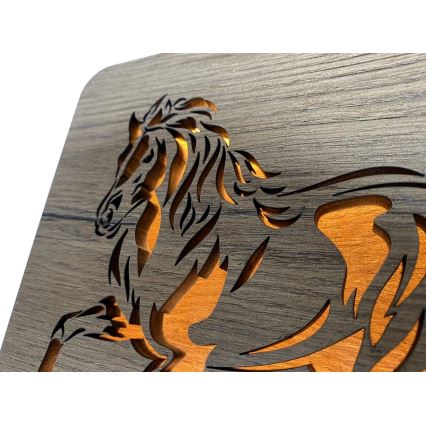 Li-Go 4070/DUB2 - LED galda dekorācija LED/12W/230V 19x19 cm ozols/zirgs