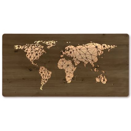 Li-Go 4457/A/4 - LED regulējama sienas dekorācija LED/10W/5V 30000 mAh 120x60 cm ozols/Pasaules karte