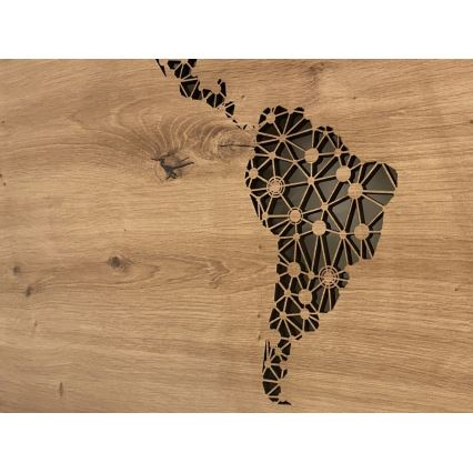 Li-Go 4457/A/4 - LED regulējama sienas dekorācija LED/10W/5V 30000 mAh 120x60 cm ozols/Pasaules karte